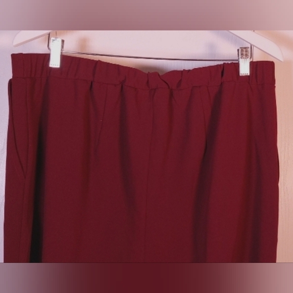 Eloquii Maroon Straight Leg Trouser Size 16 Front Slit Pants Office Date Preppy - Picture 5 of 10